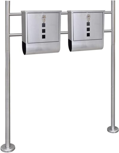 Dubbele Brievenbus - Buitenpost - Post Ontvangen - Roestvrij Staal - 31 x 10.5 x 33.5 cm - Zilver