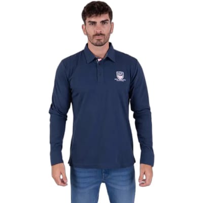 Poloshirt met lange mouwen en contrasterende elleboogstukken Camberabero