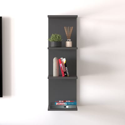 Wandrek Surahammar met 4 planken 95x30x28 cm zwart [en.casa]