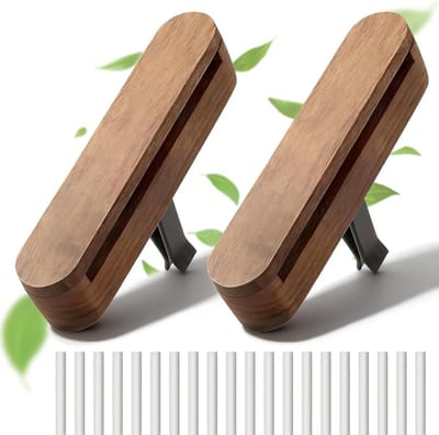 Houten auto diffuser met 20 navullingen, geurverspreider voor in de auto, verbetert rijplezier en geschikt voor alle automodellen.
