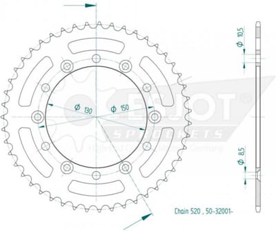 Couronne de transmission Esjot pour Moto Honda 400 XLS 1981 43 dents pas 520 Ø130 Neuf