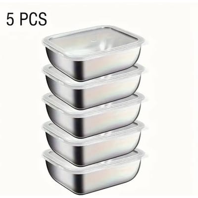 5 Pièces Boîtes de Rangement Alimentaire Empilables en Acier Inoxydable Boîtes Repas Préparés Pour Cuisine Réfrigérateur Déjeuner Idéal Pour Préparation Repas Voyage Rangement Cuisine