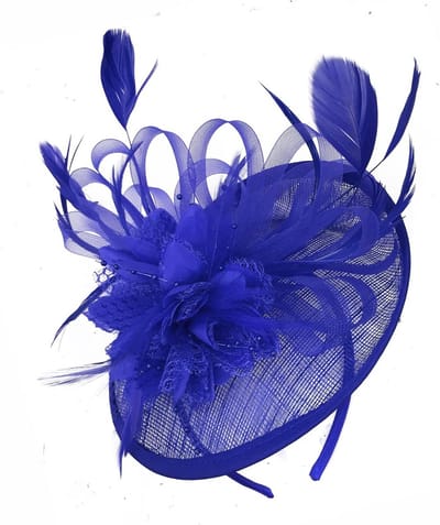 Elegante Royal Blue Fascinator Hoed voor Dames - Sinamay Schotel Hoofddeksel voor Feest en Bruiloft