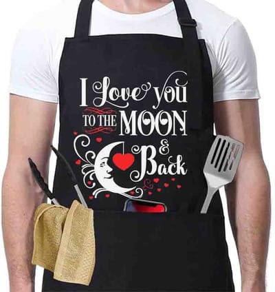 1 stks Heren Zwart Verstelbare Schort - Humor Grappig Grappig BBQ - Professioneel Katoenen Keukenschort - Cadeau Valentijnsdag, zwart 2