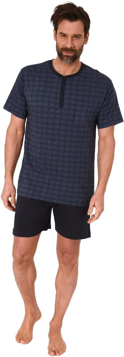 Normann heren shorty pyjama met korte mouwen en knoopsluiting aan de hals - ook in oversizes