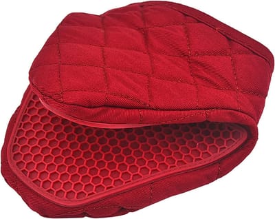 Daity Geïsoleerde siliconen handschoenen - Verdikte anti-verbrandingshandschoenen voor thuis - Hittebestendige antislip ovenwanten - met siliconen keukenhandschoenen - BBQ-koken (1 stuk rood)