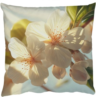 Sierkussens - Kussentjes Woonkamer - 50x50 cm - Bloesems - Wit - Zonnestralen - Bloemblaadjes