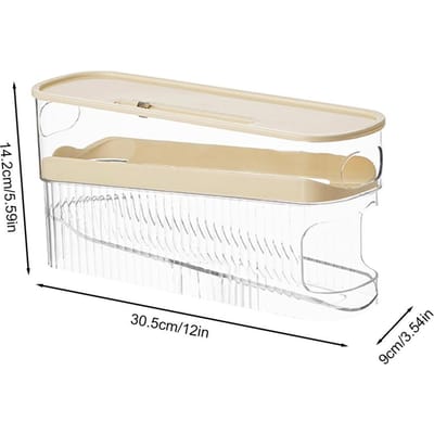 Organisateur d'œufs à roulement automatique pour réfrigérateur Distributeur d'œufs coulissant Boîte de rangement pour œufs sûre et peu encombrante Organisateur d'œufs Réfrigérateur Œuf beige