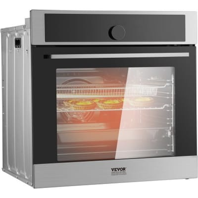 VEVOR Enkele Inbouwoven, 24" Elektrische Inbouwoven met 16 Kookfuncties, 2,68 kubieke voet Elektrische Inbouwovens, Snelle Opwarming tot 200°C in 5 minuten, 3550W Elektrische Oven met Bakrek en Bakplaat, Keuken