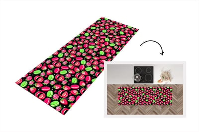 Keukenloper - Loper keuken - Eten - Patroon - Roze - 150x50 cm - Keukenloper vinyl