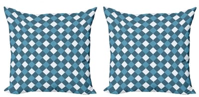ABAKUHAUS Kussenhoezen Set – 2x40x40 cm – Leisteen blauw-wit – dubbelzijdig bedrukt, rits
