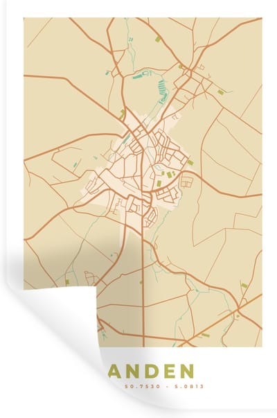 Muurstickers - Sticker Folie - Plattegrond - Landen - Retro - Kaart - Stadskaart - 20x30 cm - Plakfolie - Muurstickers Kinderkamer - Zelfklevend Behang - Zelfklevend behangpapier - Stickerfolie