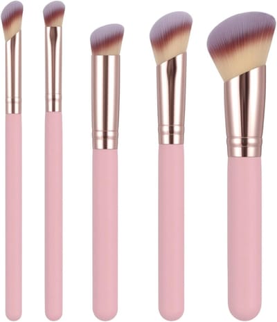 Professionele 5-delige kwastenset voor make-up, concealer, poeder en oogschaduw in diverse maten voor een perfecte applicatie