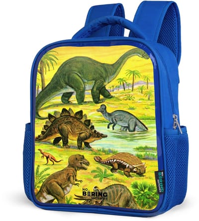 NoBoringSuitcases.com® - Rugzak blauw - Schooltas jongens - Dino's bij het water - Kinder rugtas jongen - Boekentas kind - Kinderrugzak voor school - Schoolrugzak