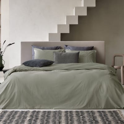 Dekbedovertrek - Egyptisch Katoen - effen - Groen - Lits-jumeaux XL - 260 x 200/220 cm + 2 kussenslopen - Dreamers Den