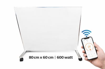 Infrarood paneel | verwarmingspaneel | 600 watt met thermostaat en wifi | carbon paneel type 2026 | met wielen en muurophanging
