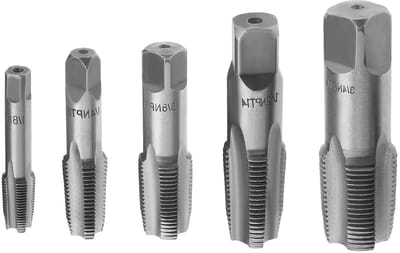 Allecto - Pijp Tap Draad Kranen - NPT 60 Graden - 5 Stuks - Cilindrische Pijp Draad Tool - Geschikt voor 1/8 1/4 3/8 1/2 3/4 NPT Pijp Draden - Stalen Pijp Draadgereedschap