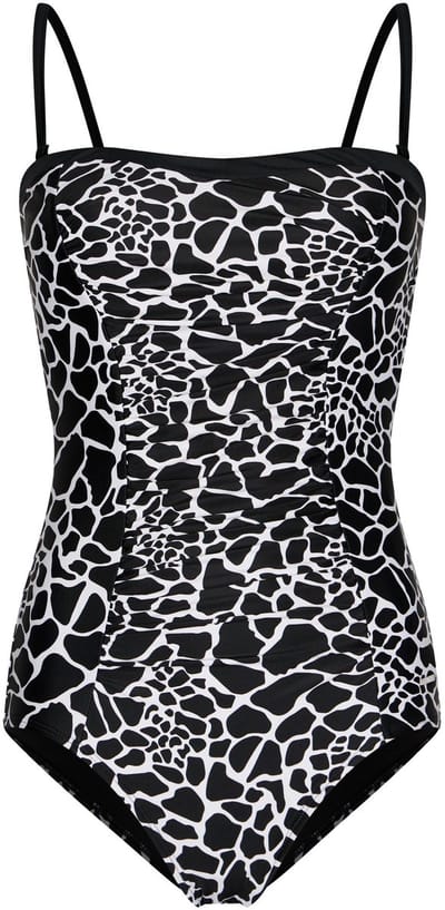 Pastunette - Bandeau Badpak - Noir Safari - Zwart/Wit - Corrigerend - Strapless - Maat 36