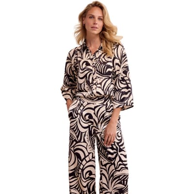 Tramontana Blouse print black & stone