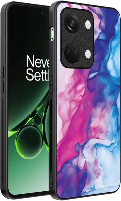 Smartphonica Telefoonhoesje Geschikt voor OnePlus Nord 3 met Roze Blauw Marmer Opdruk - TPU Backcover Case Rose Blue Marble Design geschikt voor OnePlus Nord 3