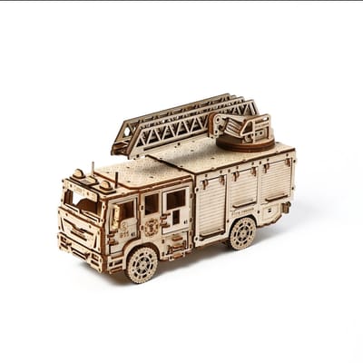 Brandweerwagen - 3D Puzzel met Handleiding - DIY - Miniatuur Modelbouw Hout Kinderen en Volwassenen - Houten bouwpakket - Assemblr
