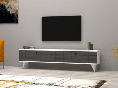 Asir TV-kast - Televisiemeubel - Antraciet/wit - 160 x 35 x 25 cm