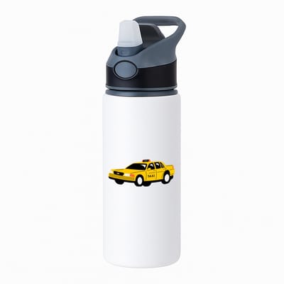 Hacebo® - Taxi waterfles met rietje zwart - Auto - Taxichauffeurs - personenvervoer - wagen - water fles - 650ML