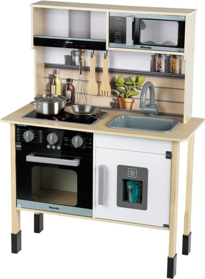 Klein Toys - Miele-speelkeuken - aanrechtblad van 55 cm hoog - incl. licht en geluidseffecten - hout