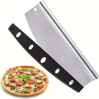 1 pièce Coupe-pizza en acier inoxydable Coupe-pizza commerciale Agitateur demi-lune pour plaque de cuisson Agitateur semi-circulaire Coupe-pizza à fente polyvalente gray