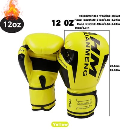 Nivard Bokshandschoenen - Kickboks Handschoenen - Boxing Gloves Set - Vecht Handschoenen - Heren - Dames - Geel - 12 oz