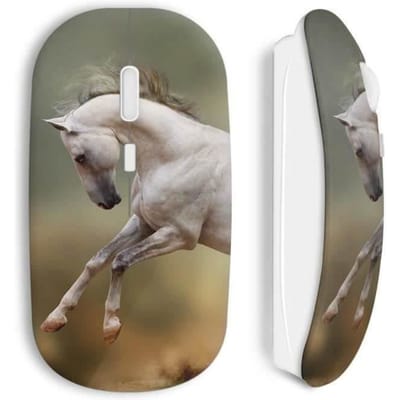 Souris Sans Fil - Cheval - Blanc - Compatible Mac et PC - Clé USB wifi incluse - Technologie sans fil