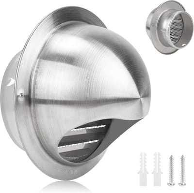 Rond Ventilatierooster 100 mm Roestvrij Staal met Terugslagklep en Insectenhor