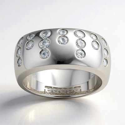 Cavill - Zilveren ring 925 sterling zilver - Brede moderne ring met ronde Nigeriaanse zirkonen - 0,922 ct glanzende zirkonia ring cadeau