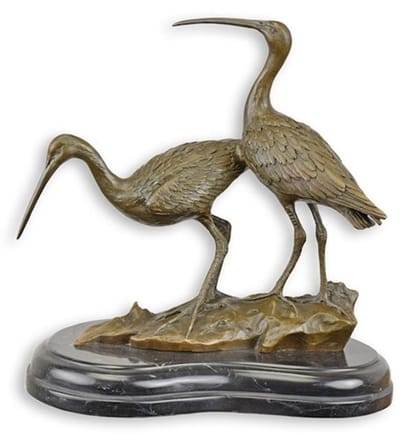 Grutto Vogels - Bronzen Beeld - Kunst Sculptuur - Brons Beeldje - Decoratie - 25x16x24