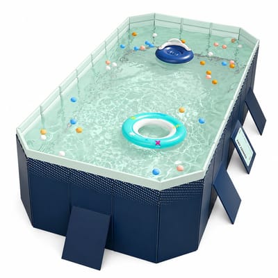 Delightness Zwembad - Opvouwbaar - Zwembaden - Buiten - Tuin - PVC - Herbruikbaar - Tot 8 Personen - 253x133x55cm - Blauw