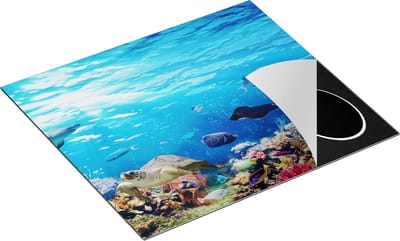 Chefcare Inductie Beschermer Vissen met Koraalrif onder Water - 60x50 cm - Afdekplaat Inductie - Kookplaat Beschermer - Inductie Mat