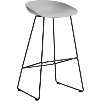 HAY About a Stool AAS 38 - concrete grey 2.0 - zwart - Standaard glijders kunststof - Zithoogte 75 cm