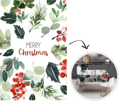 Kerst Tafelkleed - Kerstmis Decoratie - Tafellaken - Kerst - Quote - Waterverf - 150x220 cm - Kerstmis Versiering