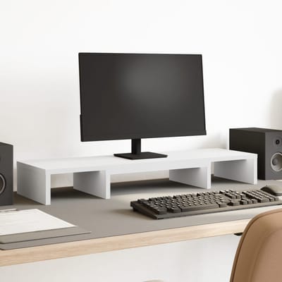 vidaXL - Monitorstandaard - verstelbaar - 80x24x10,5 - cm - bewerkt - hout - wit