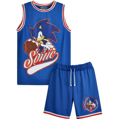 Ensemble Short et Maillot de Basket pour Garçon Sonic The Hedgehog 3-4 Years bleu