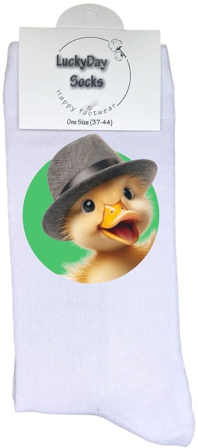 Luckyday Socks - Unisex sokken - eendje hoed - cadeau sokken - Maat 37-44