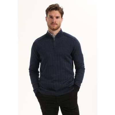 Gabbiano Trui Halfzip Trui Met Streepstructuur 615768 301 Navy Mannen Maat - XL