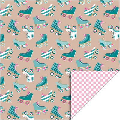 2 Kleine rollen - Cadeaupapier 30 cm - Roller Skates Nude