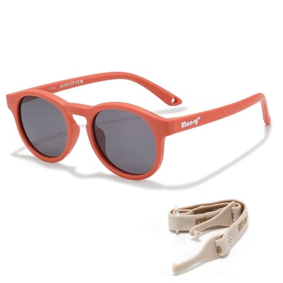 Maesy Baby Zonnebril Bowi - 1 t/m 3 jaar - Elastiek - Flexibel - UV400 Bescherming - Zonnebril Kind - Terracotta Brique