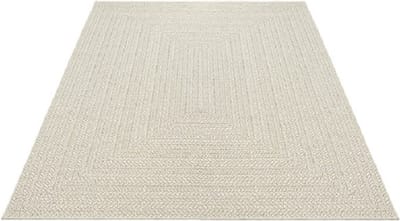 Buitentapijt met Jute Look – Rechthoekig met Vierkant Patroon – Natuurlijke Look – Weer- & UV-bestendig-80 x 250 cm