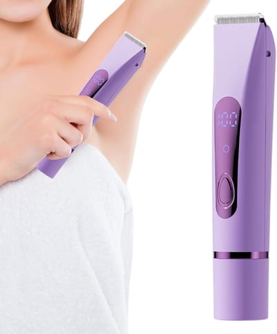2-in-1 Oplaadbare Multifunctionele Trimmer met LED-display, voor Lichaamshaar, Bikini, Haar en Huisdieren, Paars
