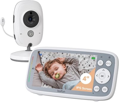 BOIFUN 720P babyfoon met camera en nachtzicht - geen wifi - ECO-modus - 4 inch IPS-scherm - tweerichtingsaudio - temperatuurbewaking