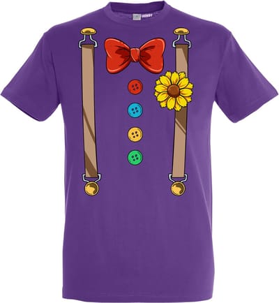 T-shirt Bretels Kostuum | Carnaval | Carnavalskleding Dames Heren | Paars | maat XS