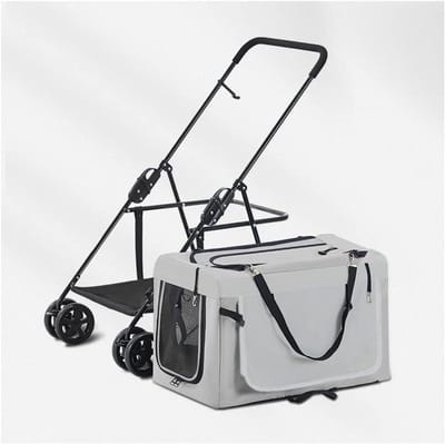 Dieren Wandelwagen - Dierenbuggy - Buitenactiviteiten - Afneembare Reismand - Tot 20kg - Grijs