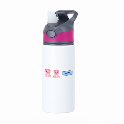 Hacebo® - Varkens met eigen naam waterfles met rietje roze - Varken - dieren liefhebbers - leuke cadeau voor iemand die van houdt van biggen - verjaardagscadeau - kado - gift - water fles - 650ML